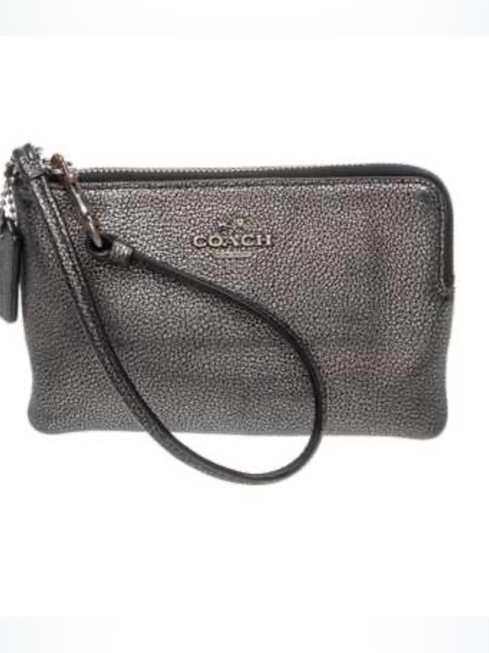GUC Coach Metallic Leather Corner Zip Wristlet